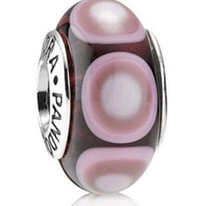 TWO Authentic Pandora Purple Stepping Stone Murano Glass Charm #790910 *RETIRED*